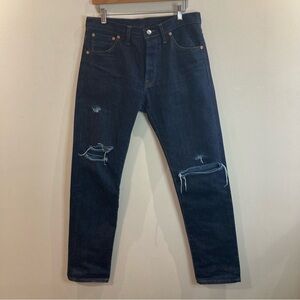 LEVI’S 501 Sz 32 x 32 Selvedge Made in Japan Ripped Knee Button Fly Jeans PCL16B